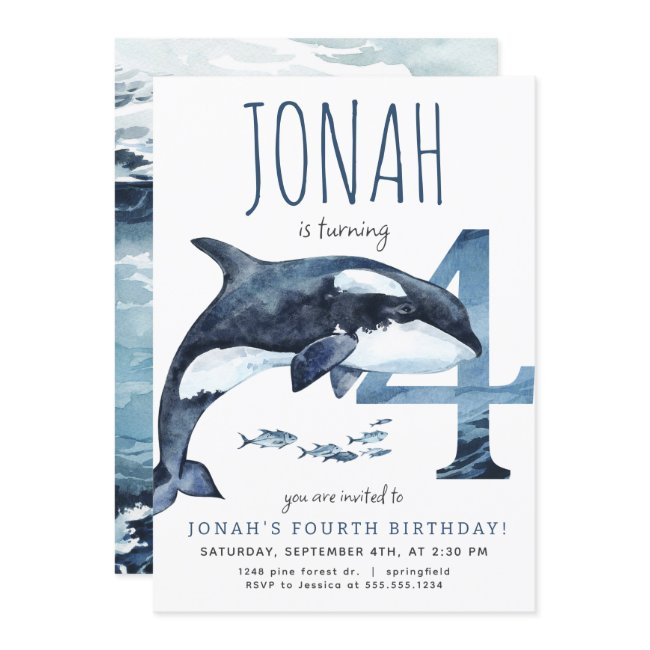 Orca Fourth Birthday Invitation