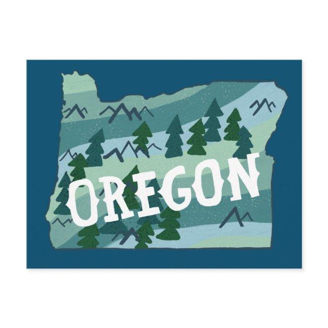 Oregon Illustrated Map Postinvitations
