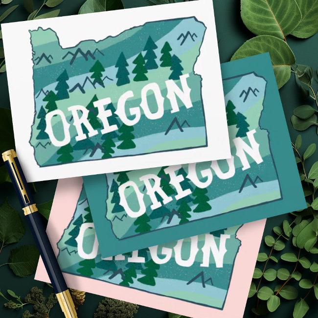 Oregon Illustrated Map Postinvitations