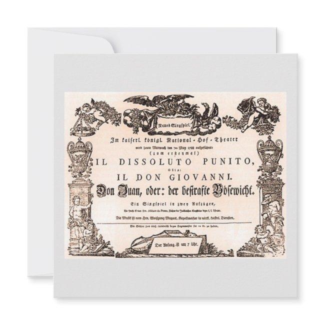 Original Playbill, Vienna Premiere Of Don Giovanni Invitations