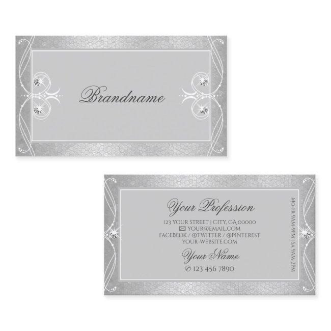 Ornate Gray Silver Mosaic Sparkle Jewels Ornaments Business Invitations