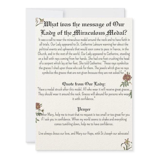 Our Lady Of The Miraculous Medal Prayer Invitations
