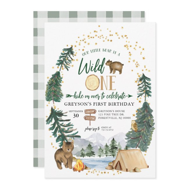 Our Little Bear Is A Wild One Birthday Invitation