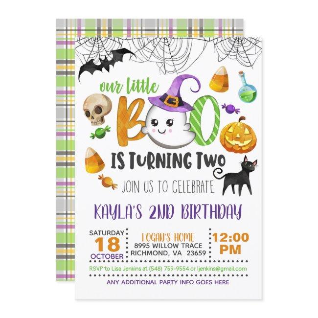 Our Little Boo Is Turning Two Birthday Invitation