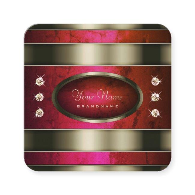 Outstanding Silver With Red Pink Gradient Marble Square Business Invitations
