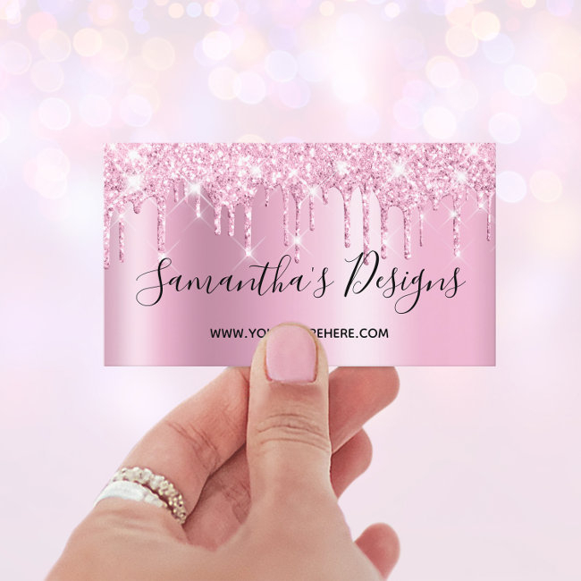 Pale Mauve Pink Glitter Drips Ombre Online Store Business Invitations