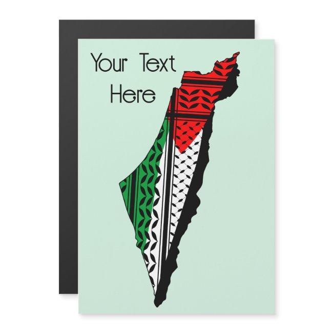 Palestine Map Whith Flag And Keffiyeg Pattern Magnetic Invitation
