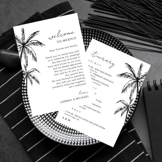 Palm Tree Wedding Welcome Letter Itinerary Invitations