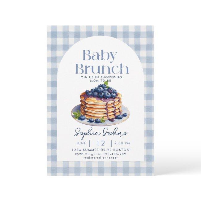 Pancake Blueberry Gingham Baby Brunch Baby Shower Invitation