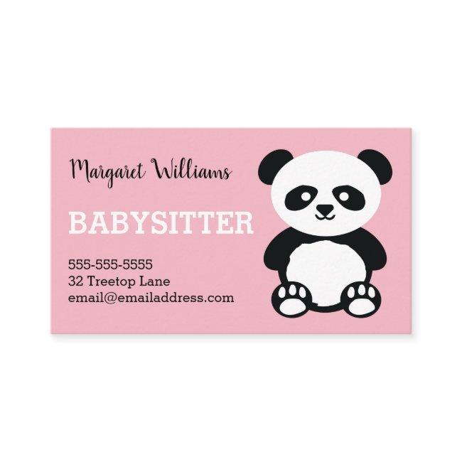 Panda Babysitting Childcare Pink Babysitter Animal Business Invitations
