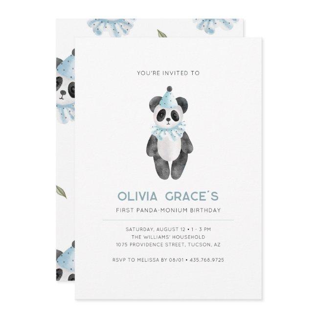 Panda Theme First Birthday Invitation