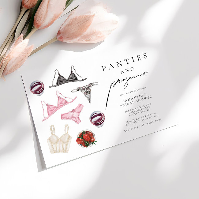 Panties And Prosecco Lingerie Bridal Shower Invitation