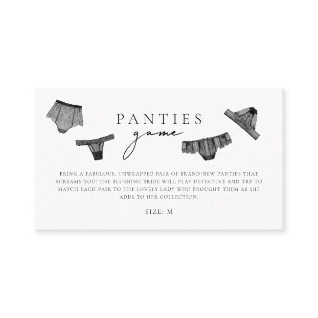 Panty Game Lingerie Bridal Shower Enclosure Invitations