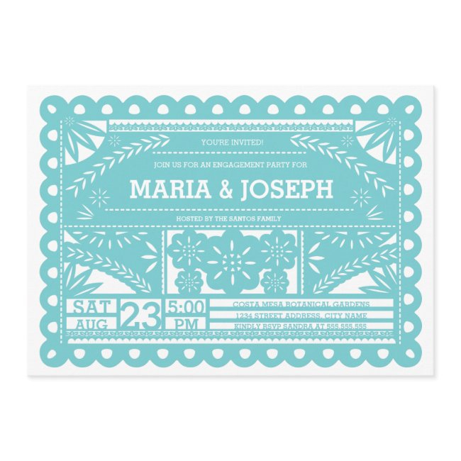 Papel Picado Engagement Party Invite - Blue