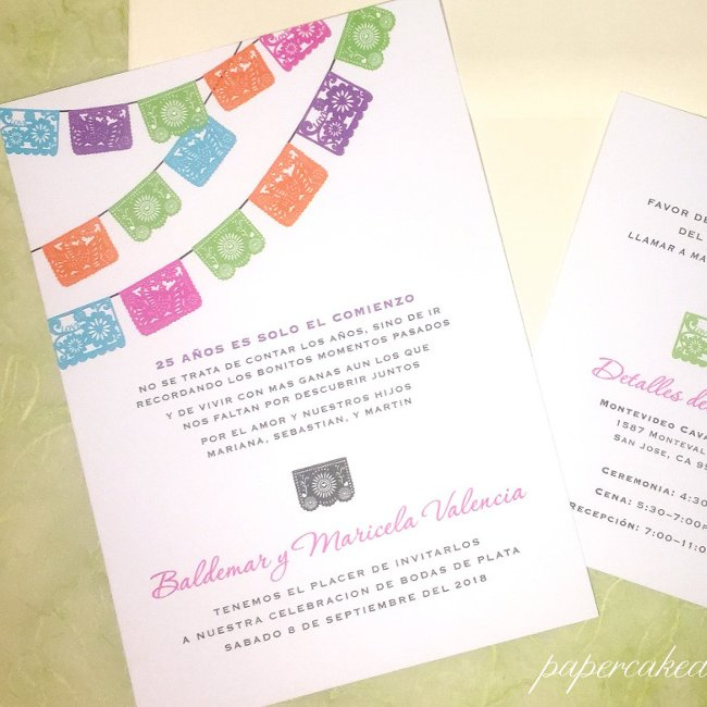 Papel Picado Multi-color Wedding Invite