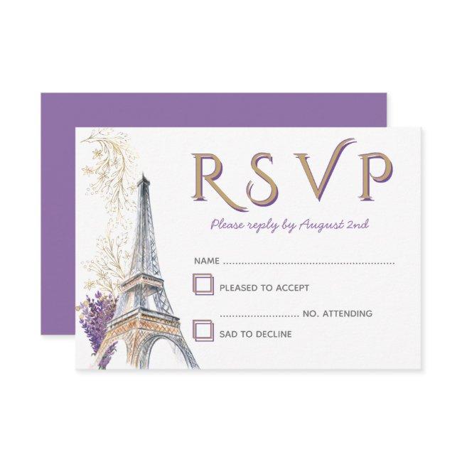 Paris Eiffel Tower French Lavender Rsvp Invitations