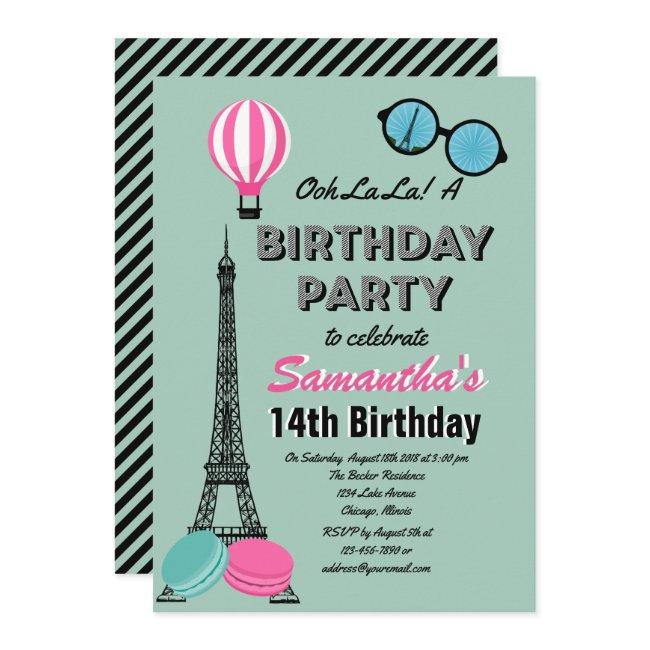 Paris Themed Happy Birthday Invitation Invitations