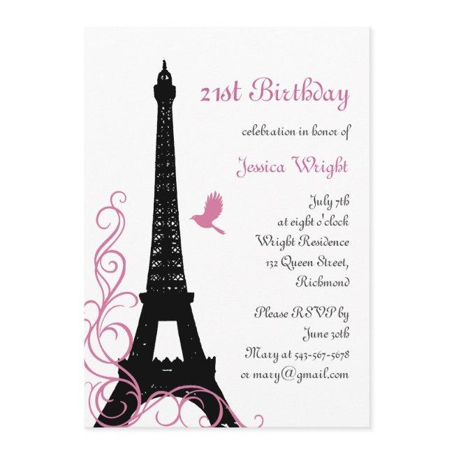 Parisian 21st Birthday Invitation (white)