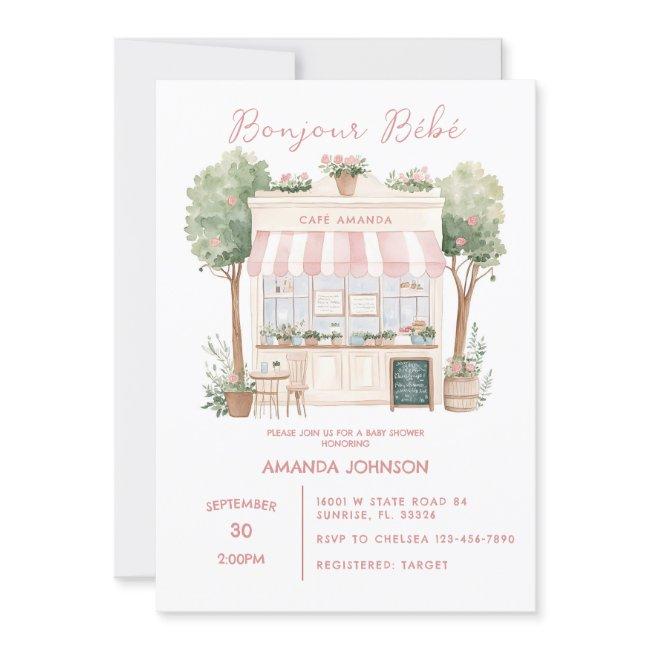 Parisian Cafe Afternoon Baby Shower Invitation