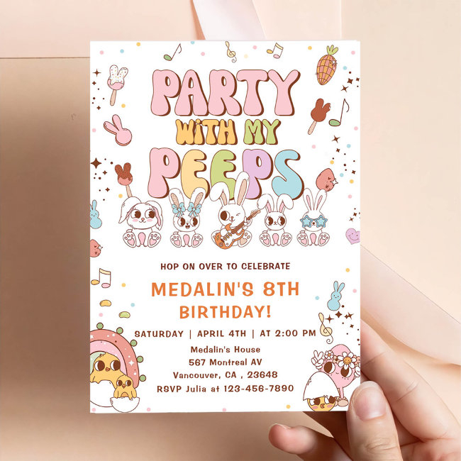 Party With My Peeps Birthday Party Invitation