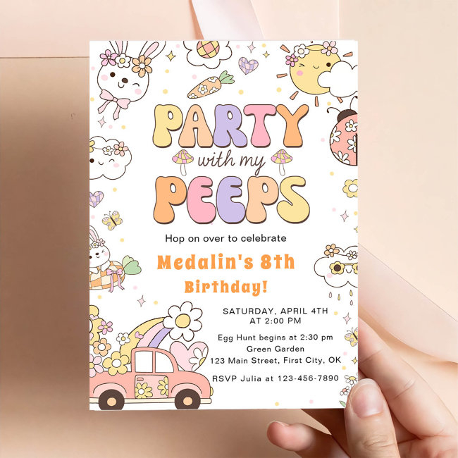 Party With My Peeps Birthday Party Invitation