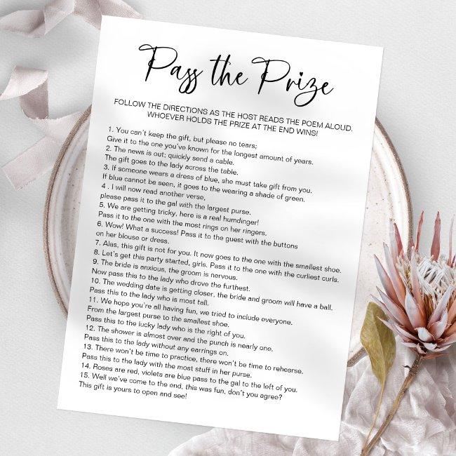 Pass The Prize Bridal Shower Game Invitation