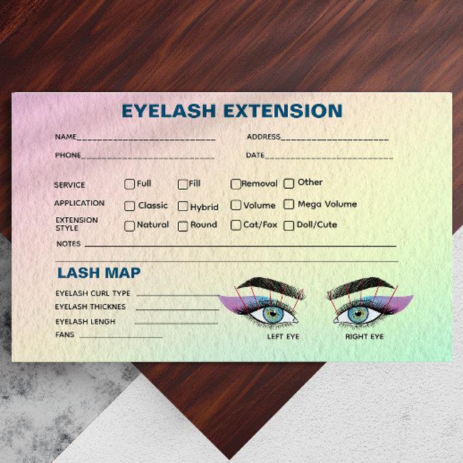 Pastel Holographic Eyelash Extension Record Map Business Invitations