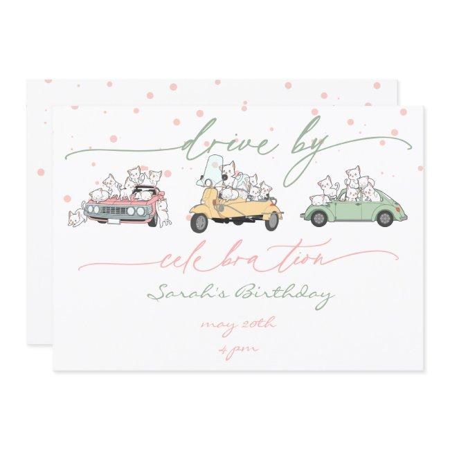Pastel Kawaii Cats Surprise Celebration Parade Invitation