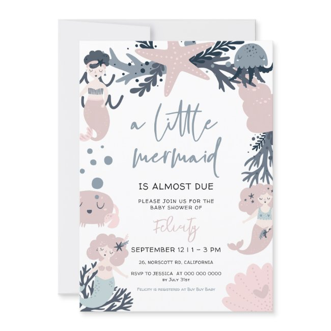 Pastel Mermaid Under The Sea Baby Shower Invitation