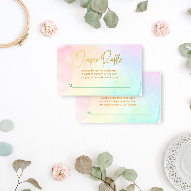 Pastel Rainbow Ombre Baby Shower Diaper Raffle Enclosure Invitations