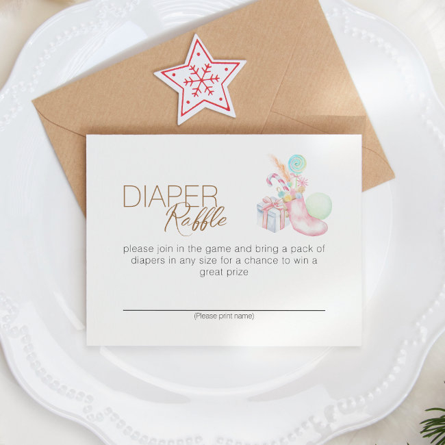 Pastel Winter Wonderland Baby Shower Diaper Raffle Enclosure Invitations