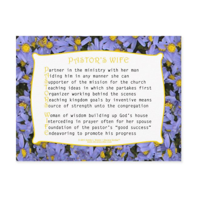 Pastor's Wife (acrostic) Postinvitations