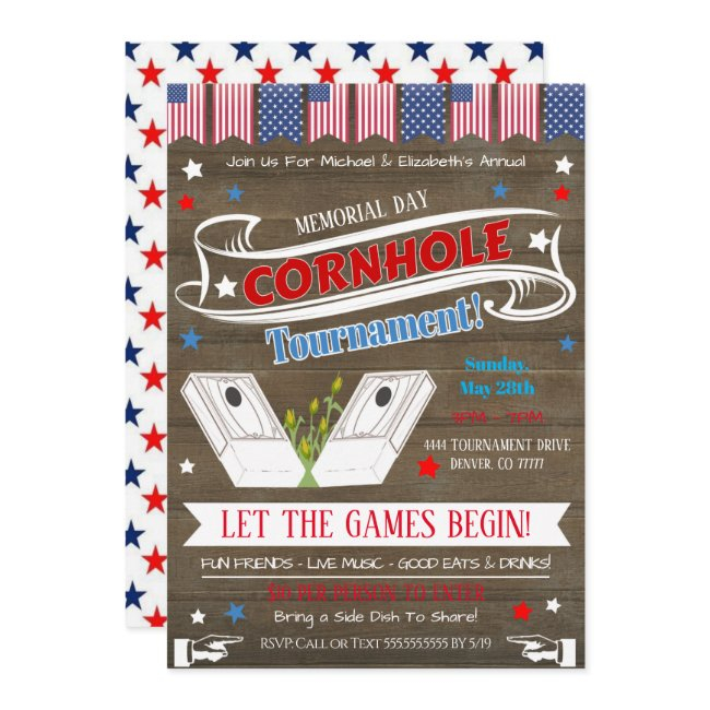 Patriotic Cornhole Party Invitation