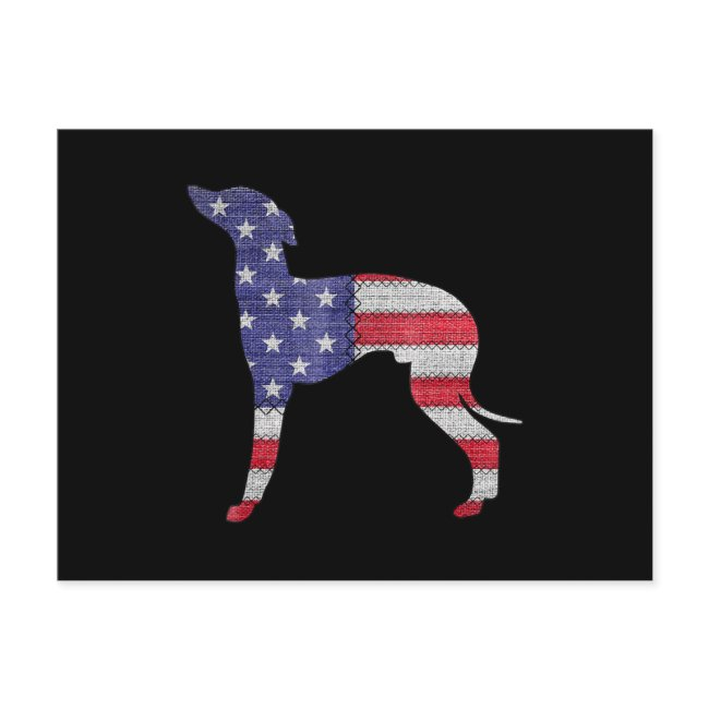 Patriotic Italian Greyhound American Flag Embroide Announcement Postinvitations