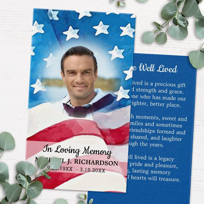 Patriotic Memorial In Loving Memory Prayer Invitations