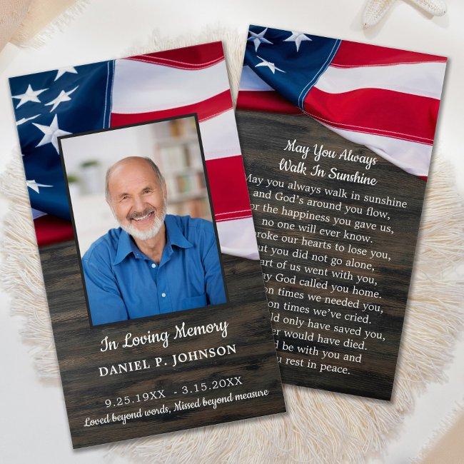 Patriotic Usa Flag Memorial Funeral Prayer Invitations