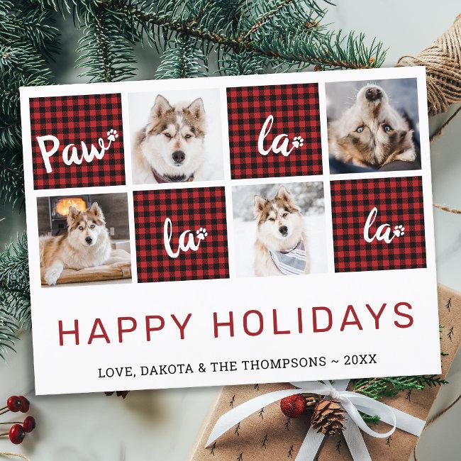 Paw La La La Red Buffalo Plaid Pet Photo Collage H Postinvitations