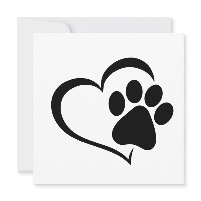 Pawprint And Heart Design Invitation