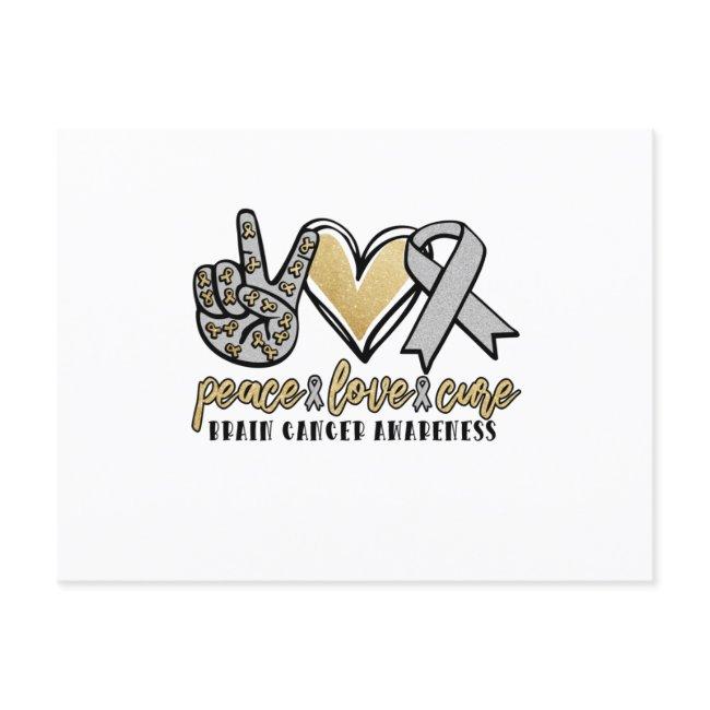 Peace Love Cure Brain Cancer Announcement Postinvitations