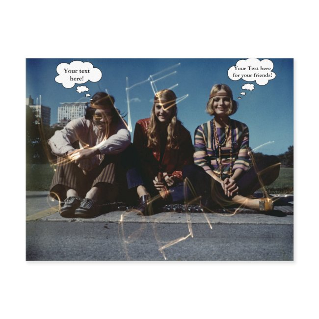 Peace Young Hippies Free Love 1960's Custom Text Postinvitations