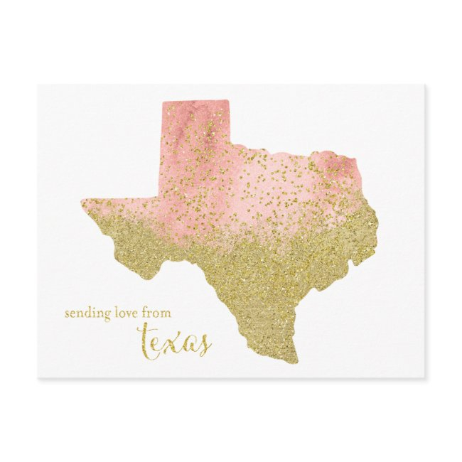 Peach And Gold Glitter Sending Love From Texas Postinvitations