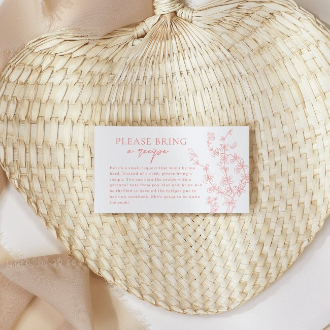 Peach Pink Garden Chinoiserie Recipe Request Enclosure Invitations