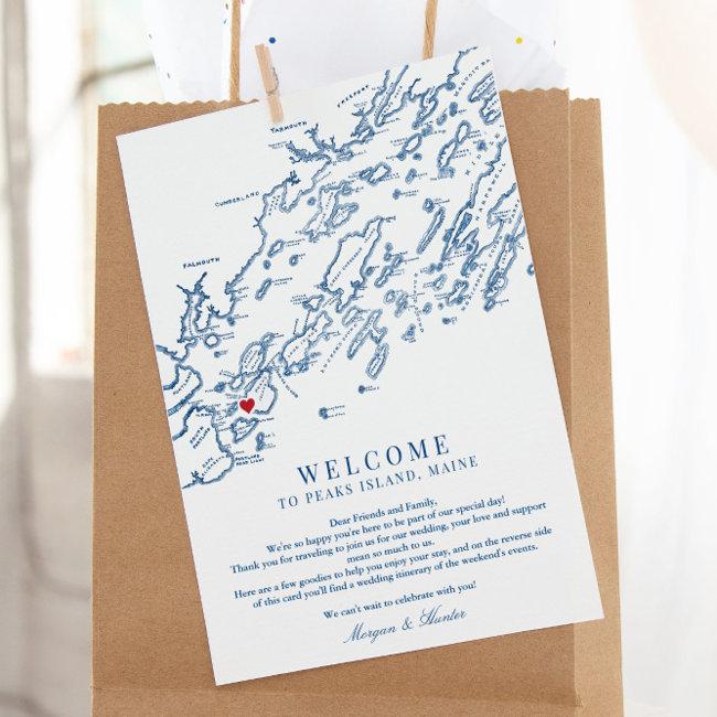 Peaks Island Maine Wedding Welcome Itinerary Thank You Invitations