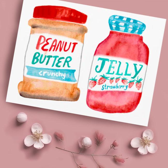 Peanut Butter And Jelly Watercolor Postinvitations