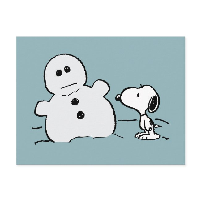 Peanuts | Snoopy Builds A Snowman Postinvitations