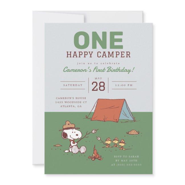 Peanuts - Snoopy | One Happy Camper Birthday Invitation