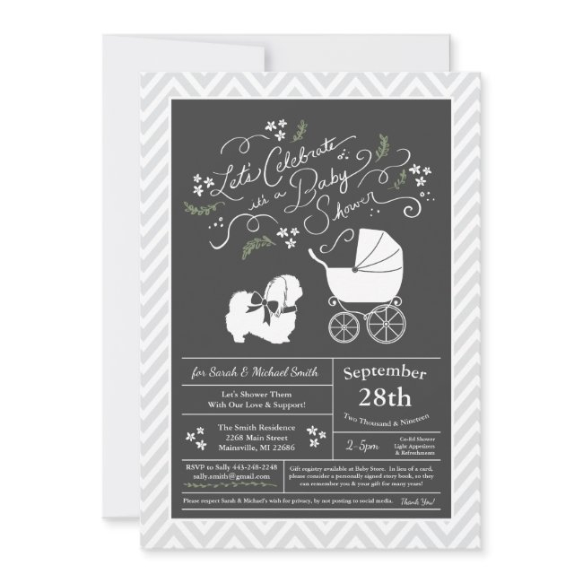 Pekingese Dog Baby Shower Neutral Invitation