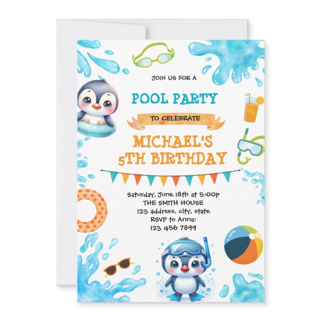 Penguin Pool Party Invitation