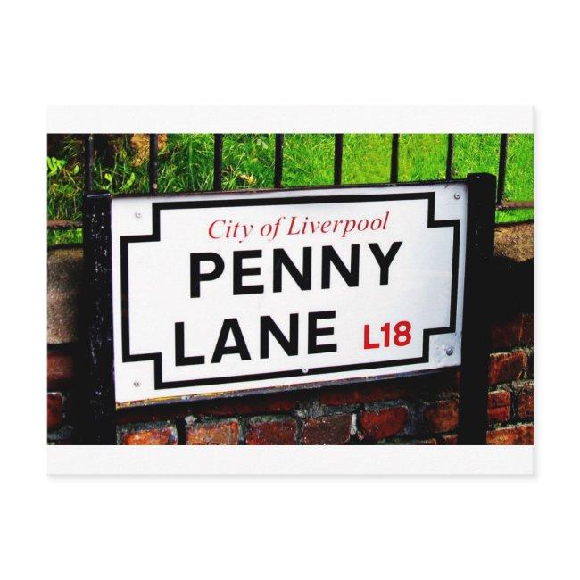 Penny Lane Liverpool England Sign Postinvitations