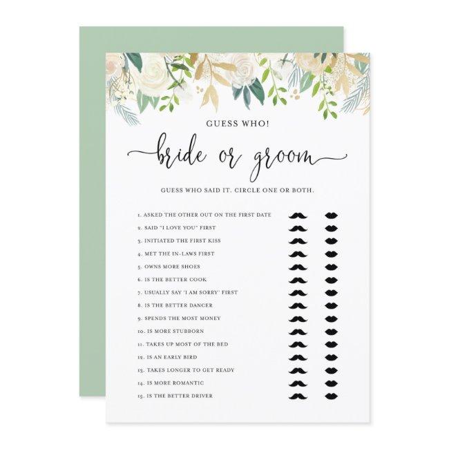 Peonies Gold Glitter Bride Or Groom Shower Game Invitation
